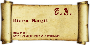 Bierer Margit névjegykártya